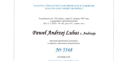 Świadectwo nadania uprawnień zawodowych