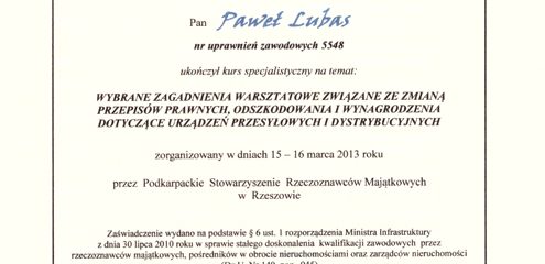 Zaświadczenie o ukończeniu kursu specjalistycznego